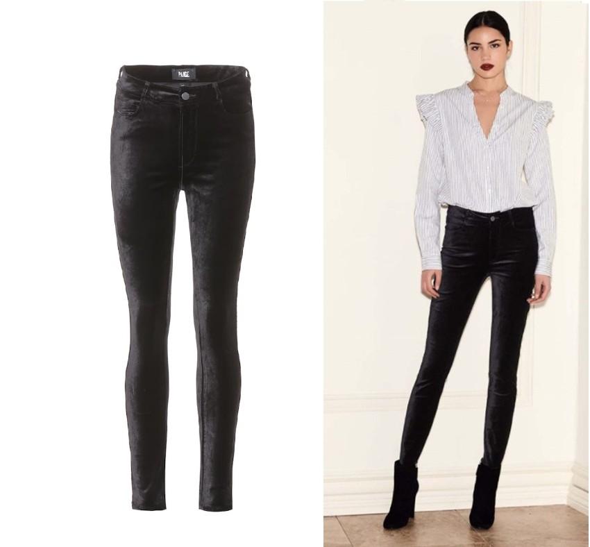 Paige Black Velvet Hoxton Ultra Skinny Pants