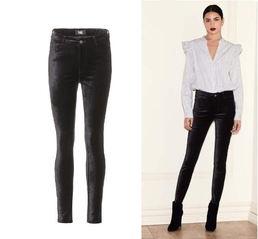 Paige Black Velvet Hoxton Ultra Skinny Pants