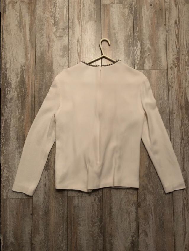 Alexander Wang Ecru Embellished Collar Top