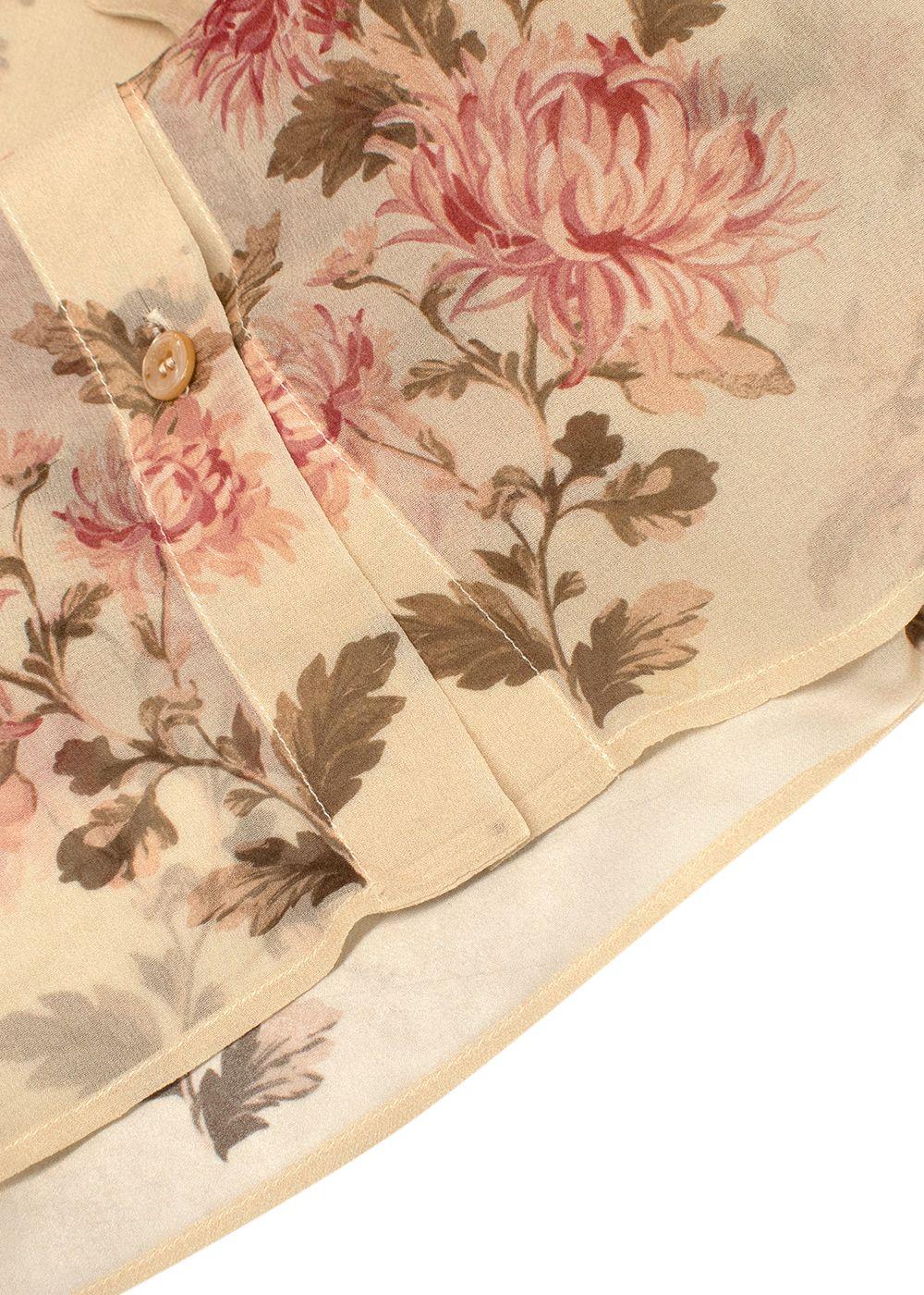 Celine Floral Print Sheer Silk Blouse