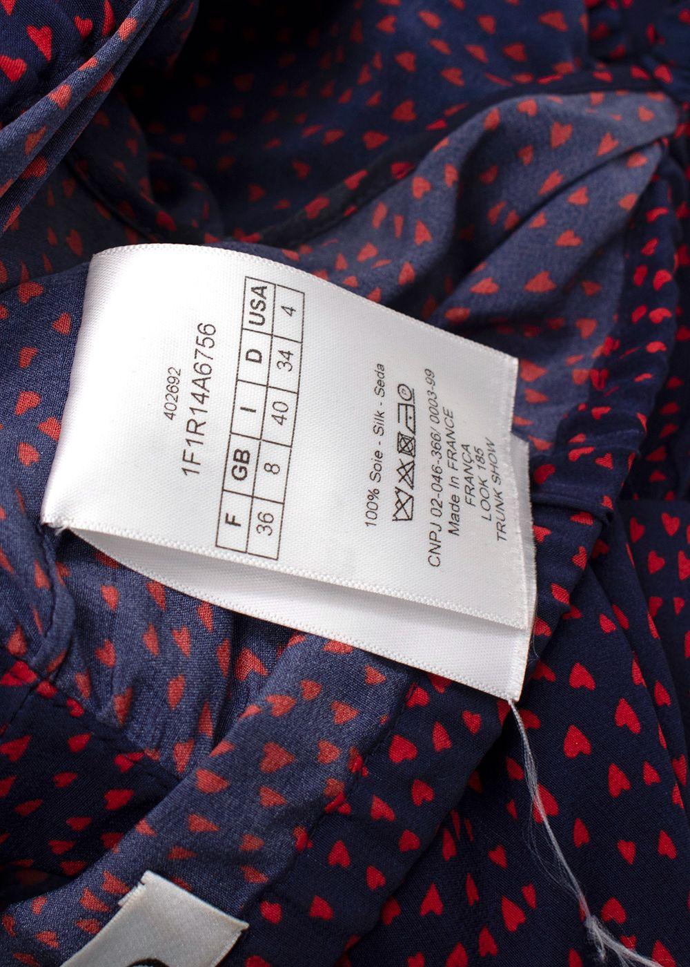 Christian Dior Navy Printed Bardot Silk Dress