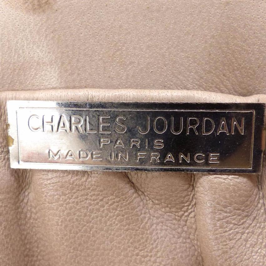Charles Jourdan Brown Patent Leather Long Chain Vintage Clutch
