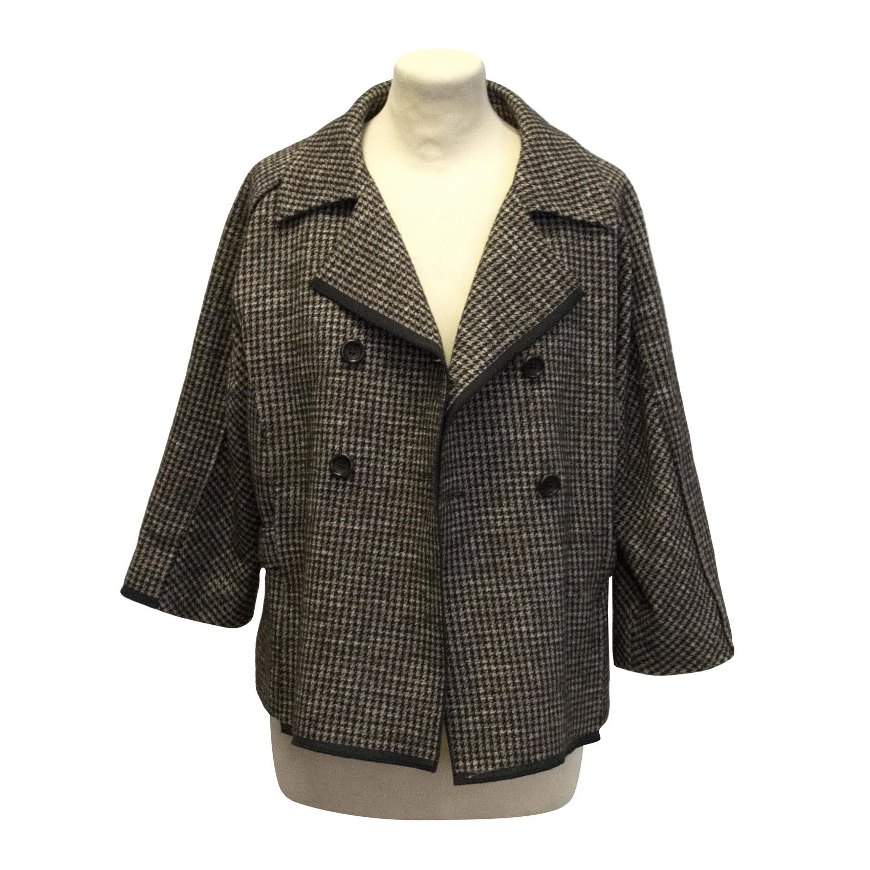 Olivier Strelli Brown Houndstooth Double Breasted Jacket