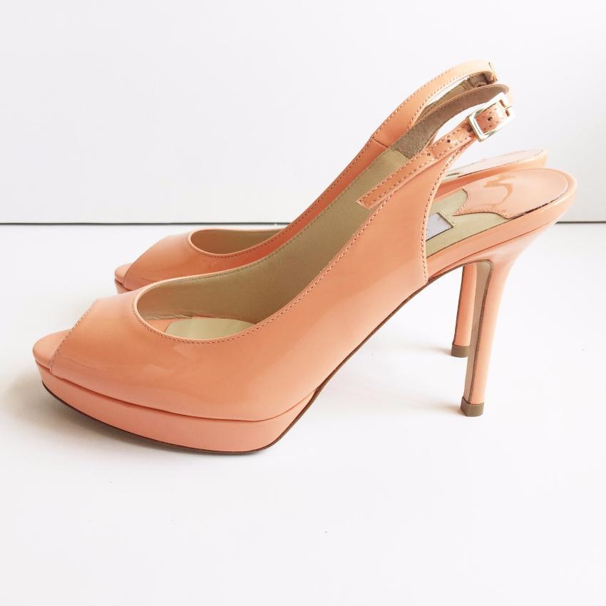 Jimmy Choo Nova Patent Leather Slingback Platform Sandals