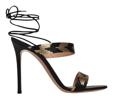 Ginavito Rossi Black Suni Lace Up Heels