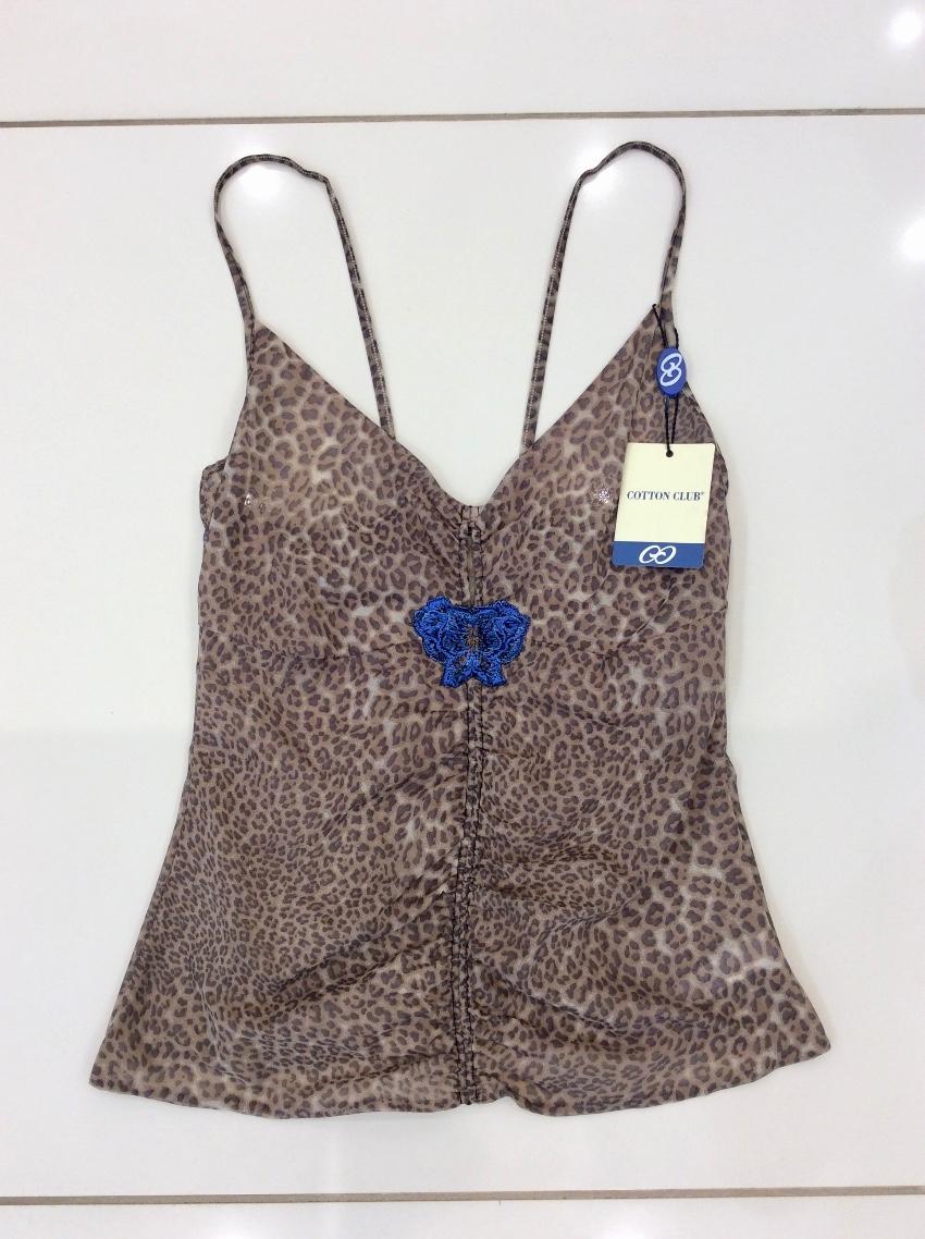 Cotton Club Couture Leopard Print Embroidered Camisole & Thong Set