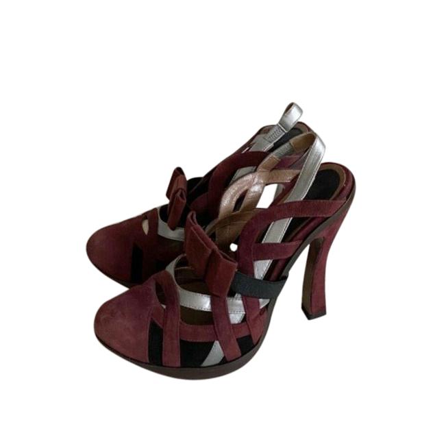 Marni Burgundy Suede Woven Sandals