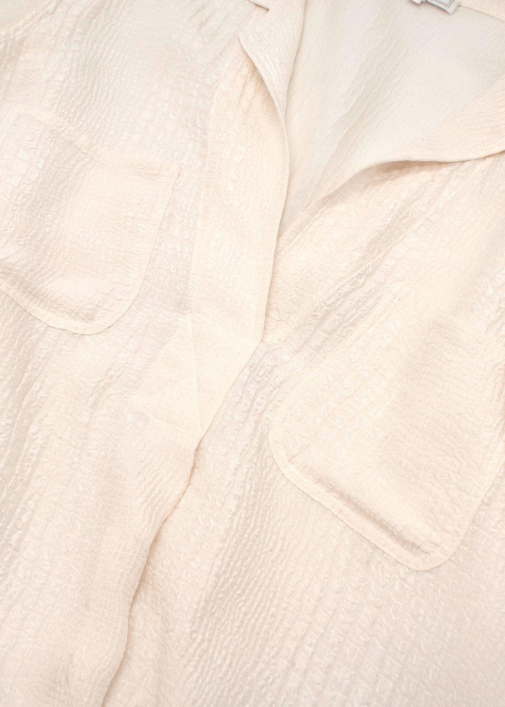 Marie France Van Damme Jacquard  Cream Silk Shirt Dress