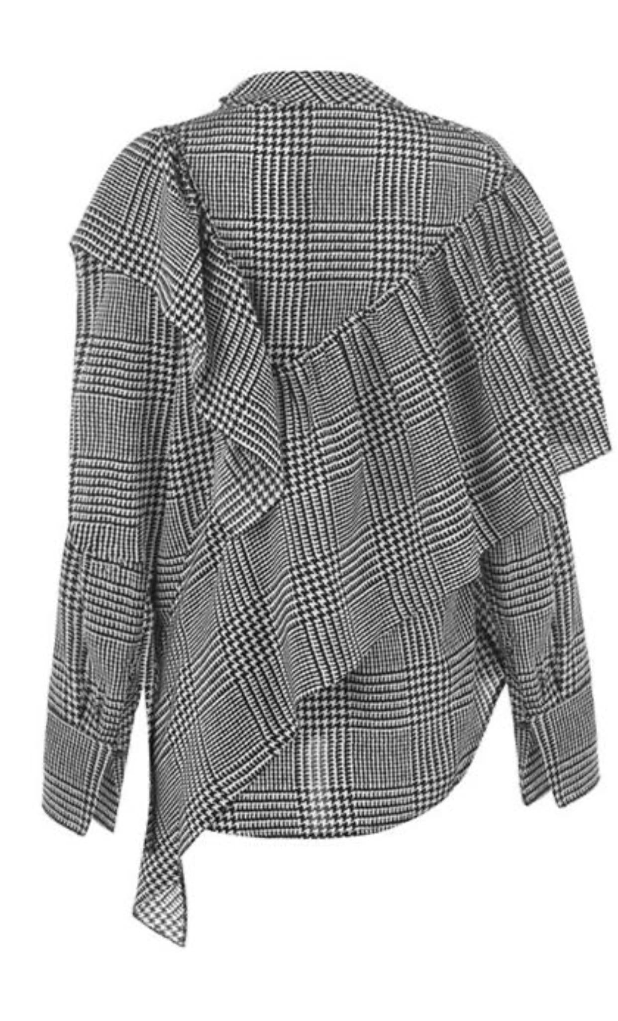 Prince of Wales Check Draped Blouse