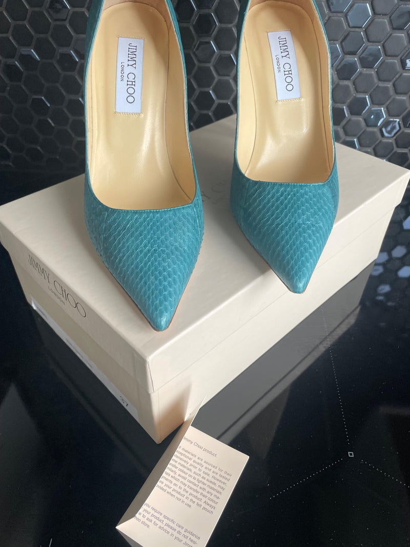 Jimmy Choo Blue Elaphe Matt Pumps