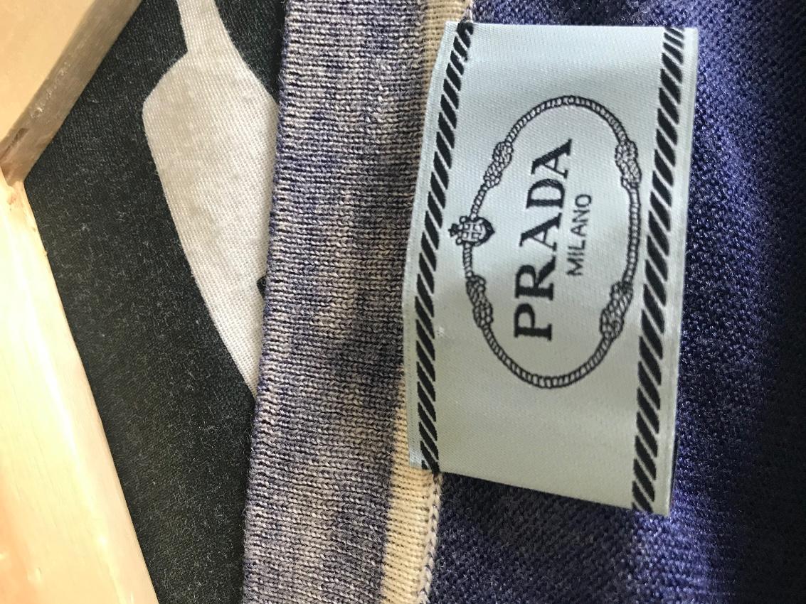 Prada Blue Tie-Dye Hem T-Shirt