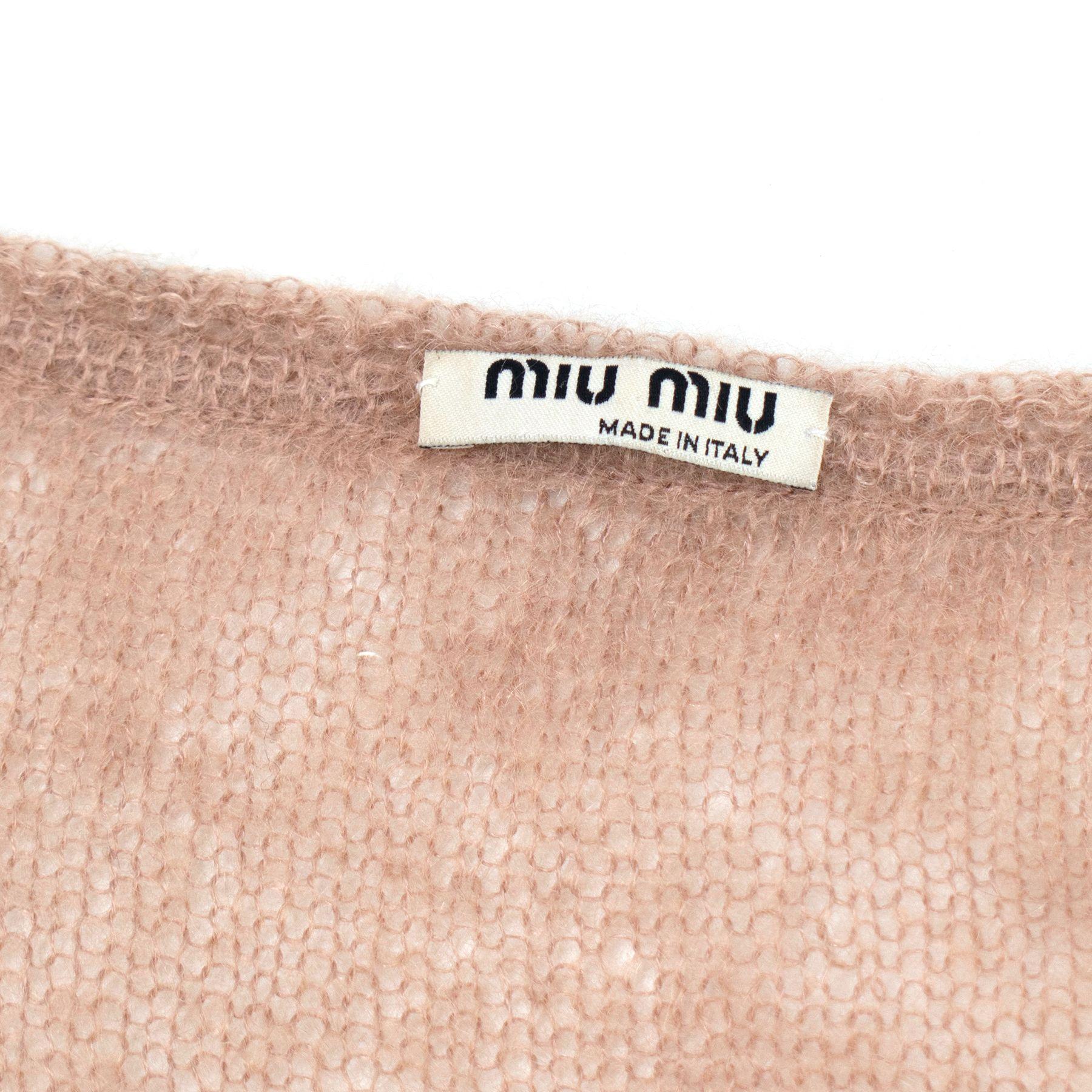 Miu Miu Knitted Trim Long-sleeved Top