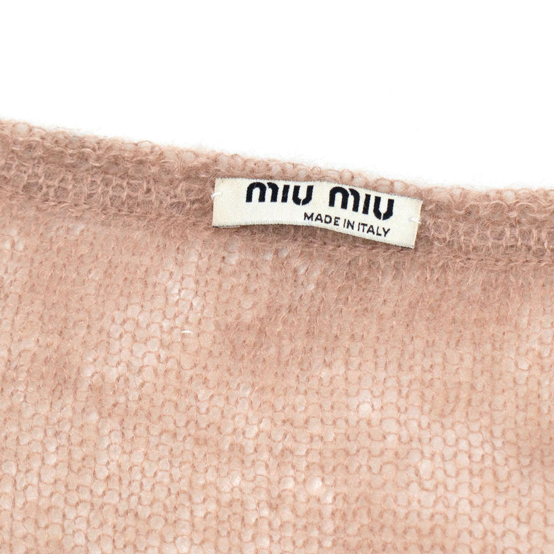 Miu Miu Knitted Trim Long-sleeved Top