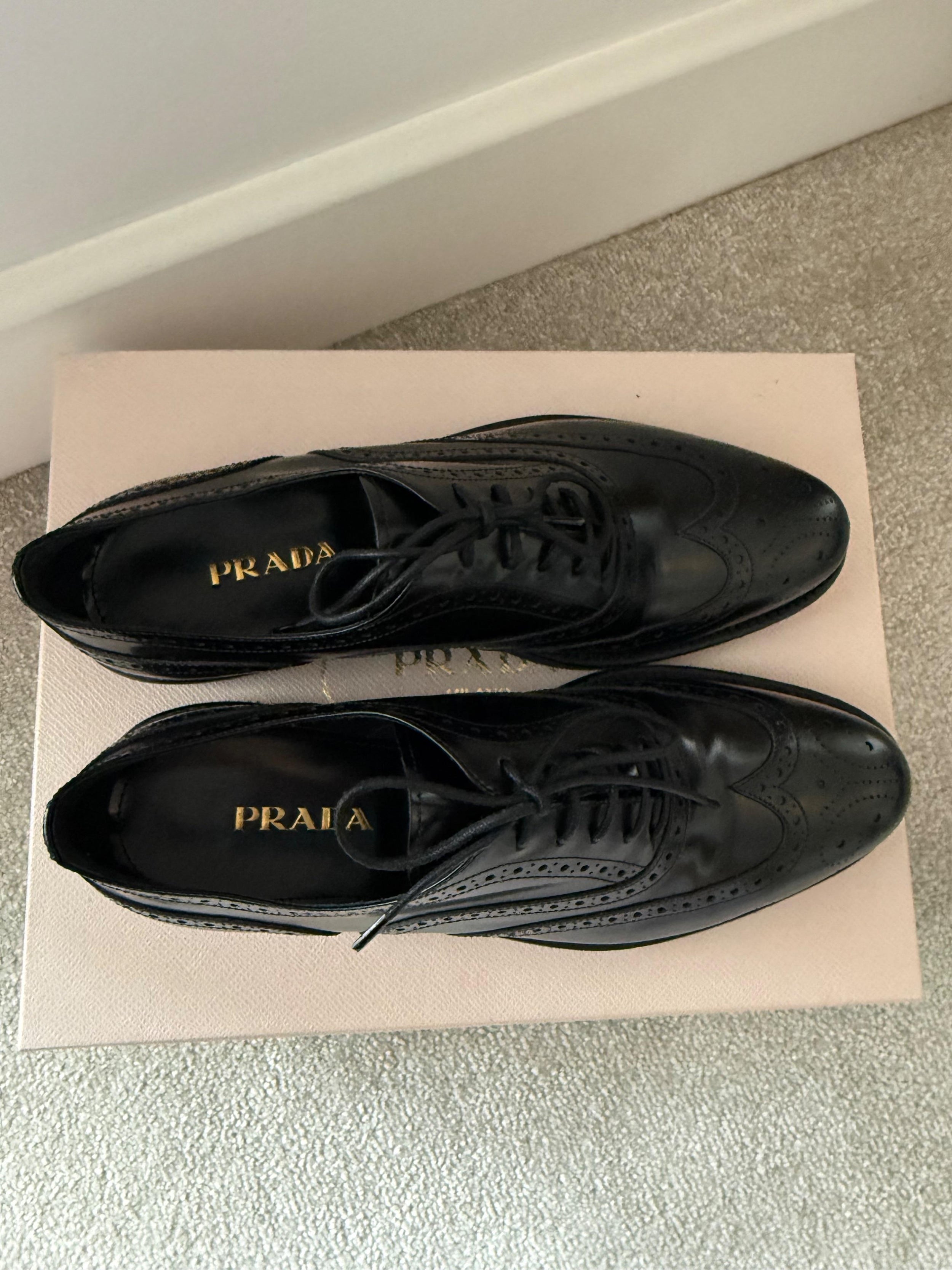 Prada Black Leather Brogues