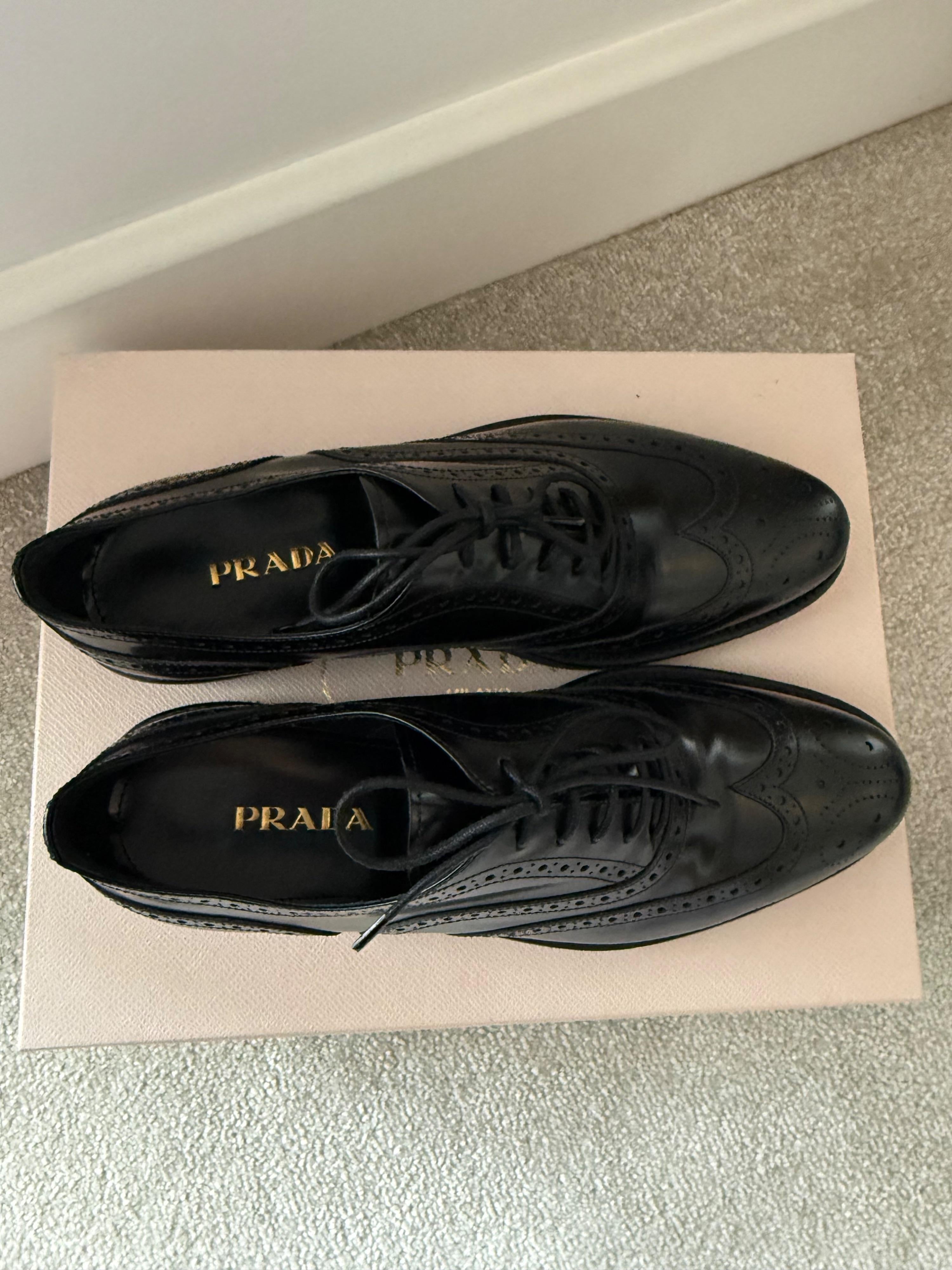 Prada Black Leather Brogues