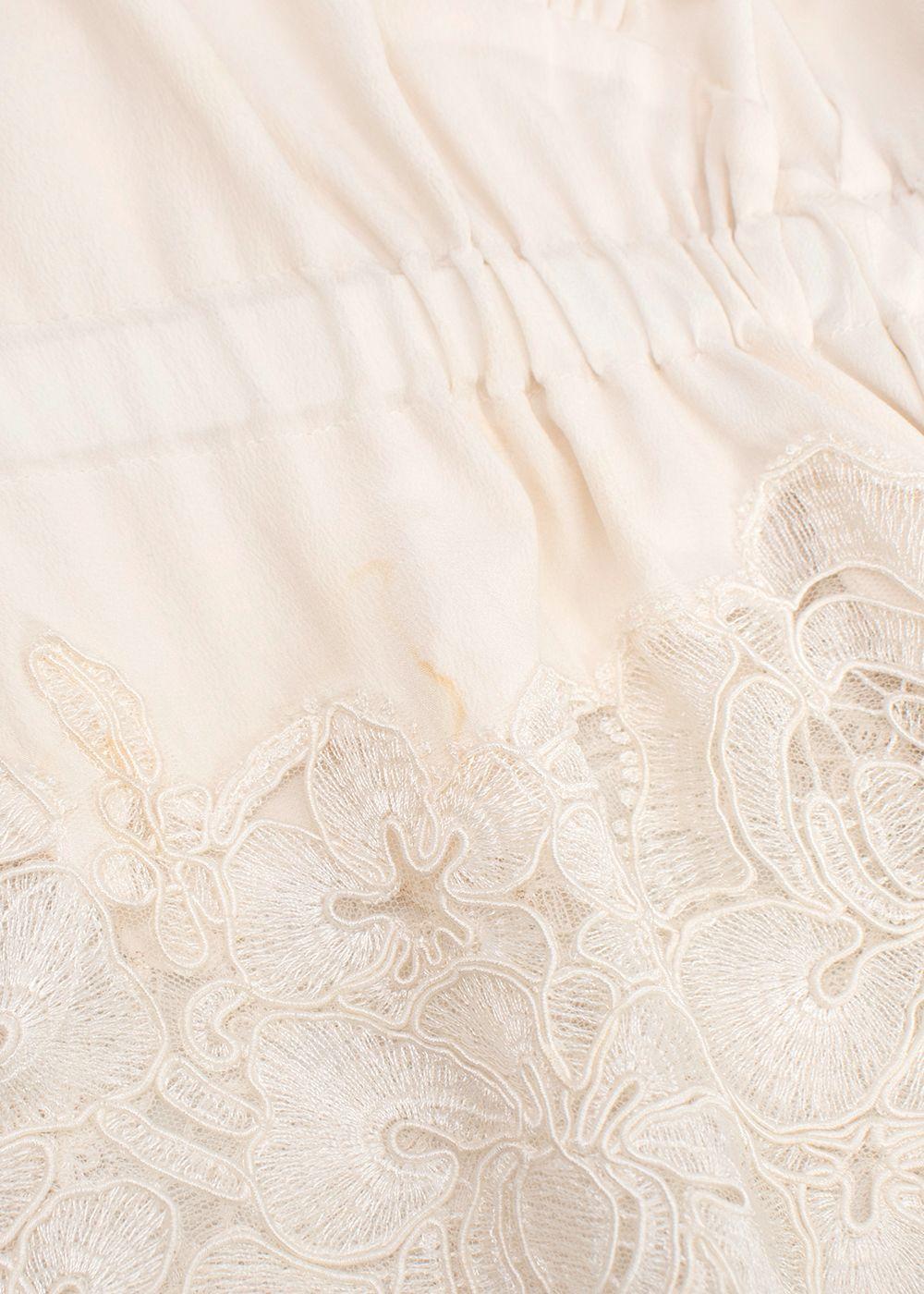 Ermanno Scervino Ivory Floral Lace Silk Cami Top