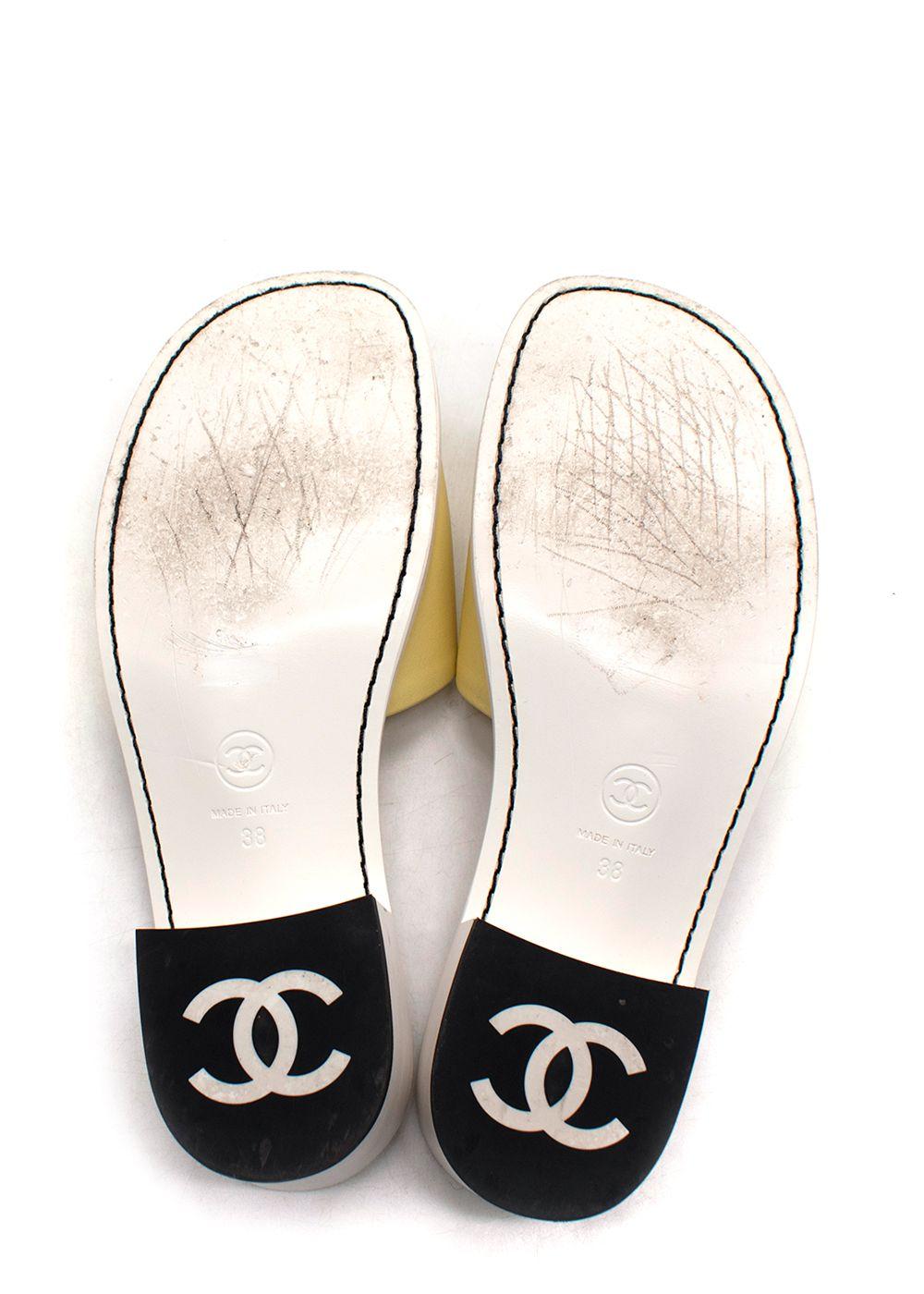 Chanel Yellow Leather Mule Sandals