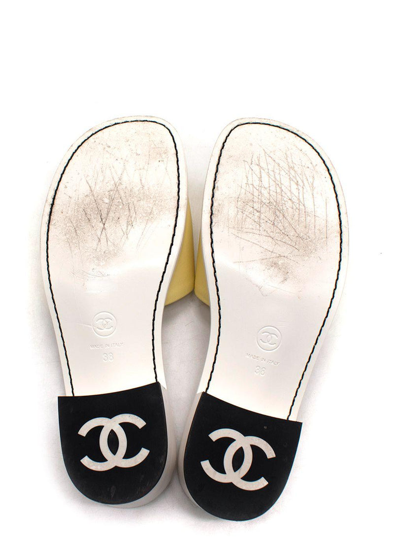 Chanel Yellow Leather Mule Sandals