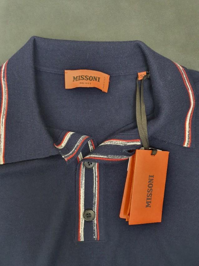Missoni Mens Blue Long Sleeve Knit Top