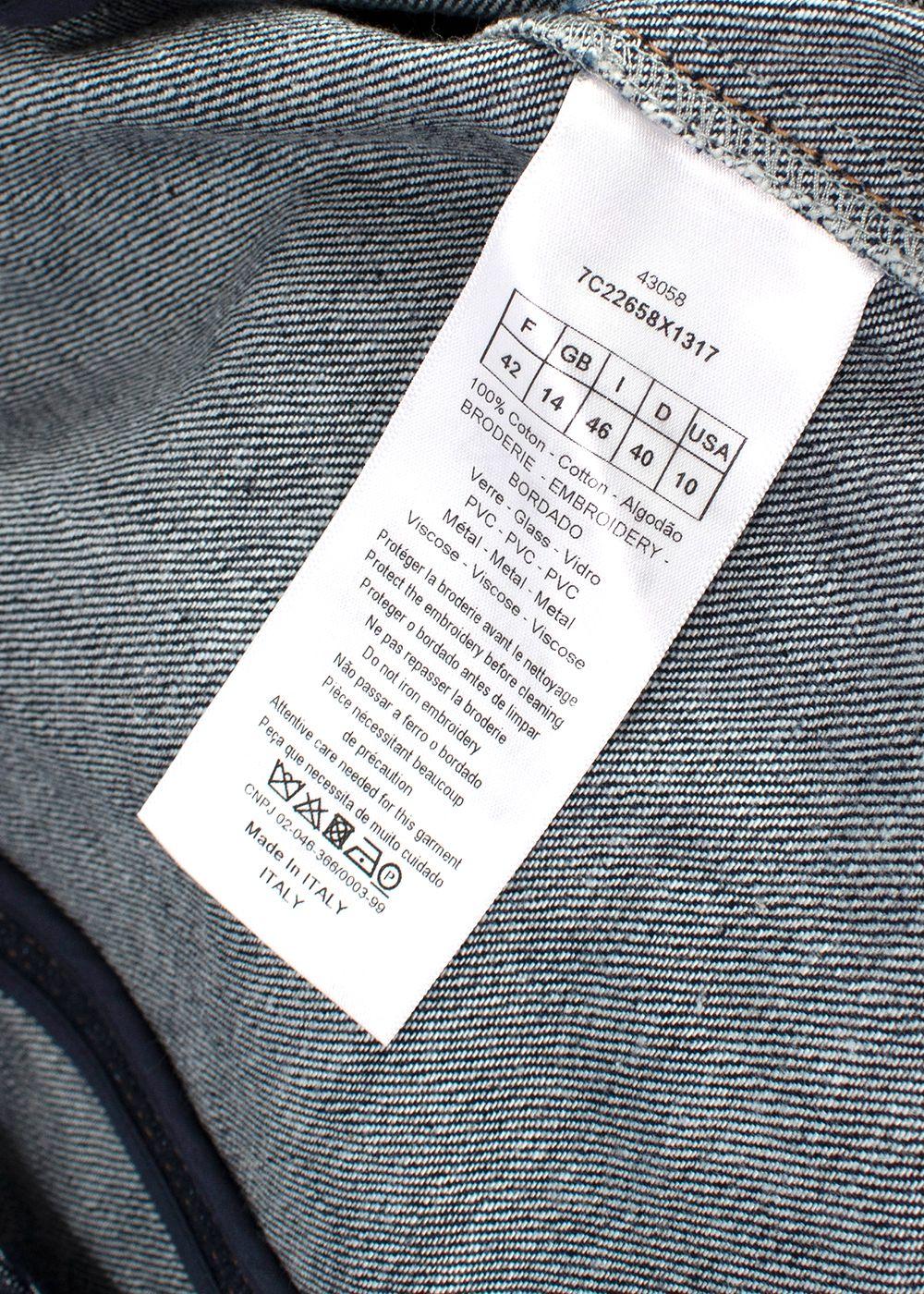 Dior Crystal Embroidered A-line Denim Dress