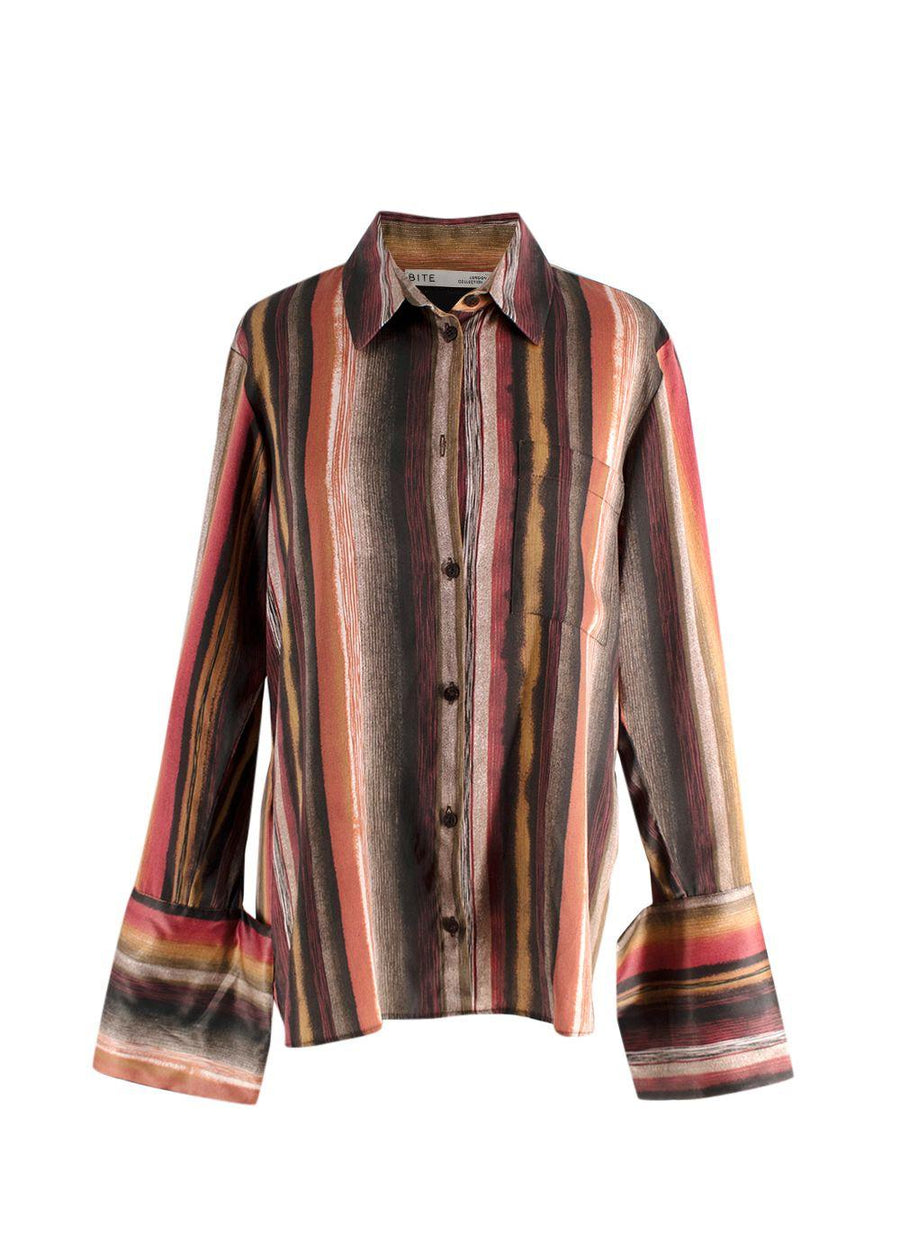 Bite Organic Silk High Low Striped Shirt and Trouser Set