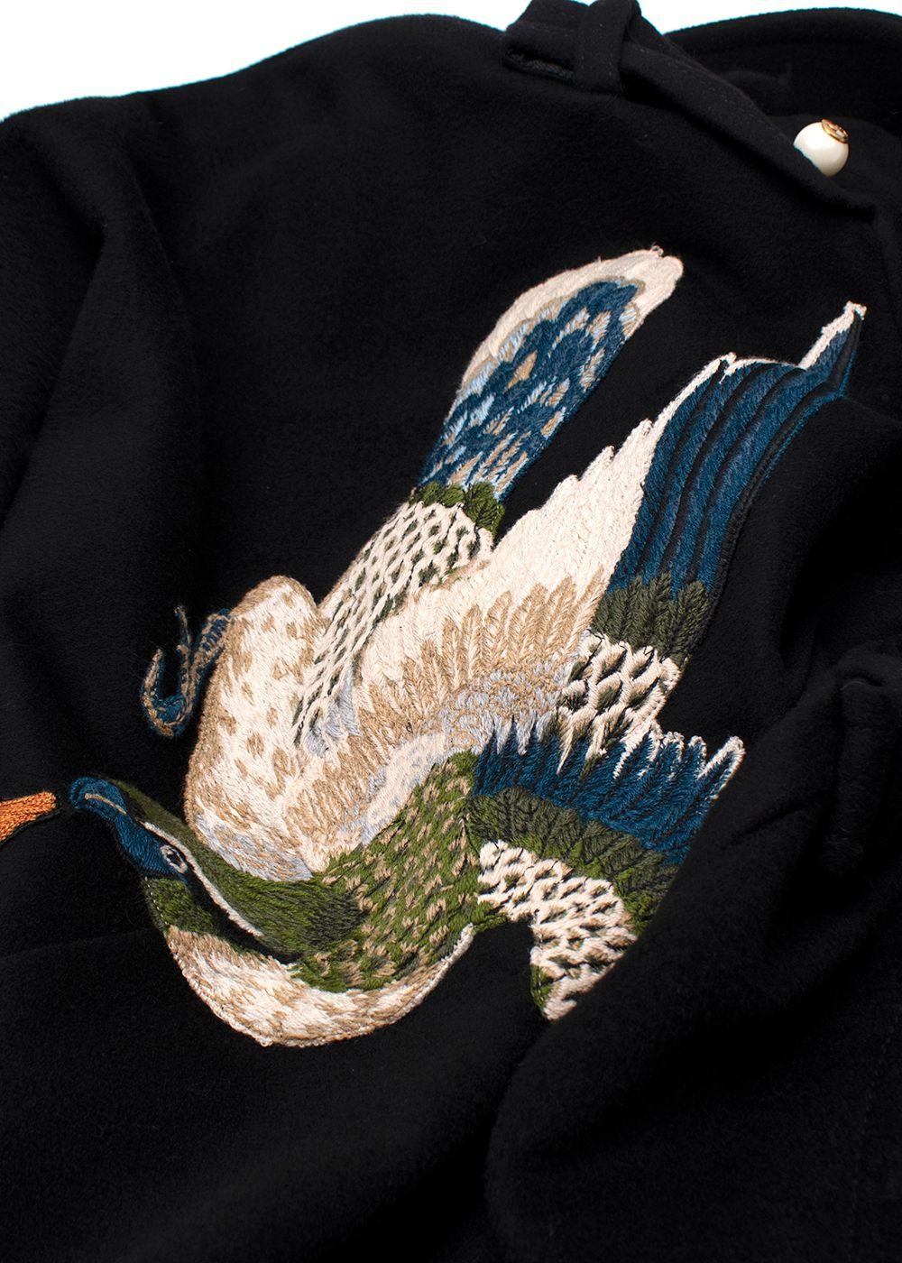 Gucci Black Cape with Floral Embroidery
