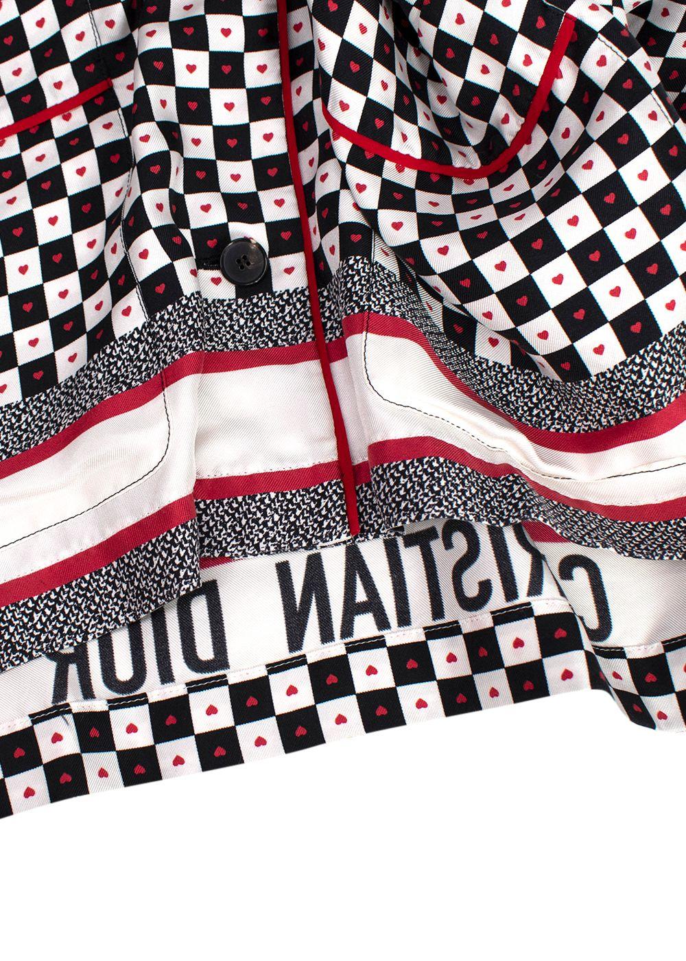 Dior Black and White Check Heart Silk Shirt