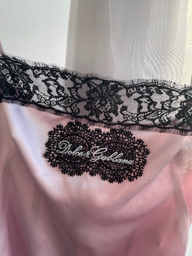 Dolce & Gabbana Pink Silk Lace Trimmed Cami Top
