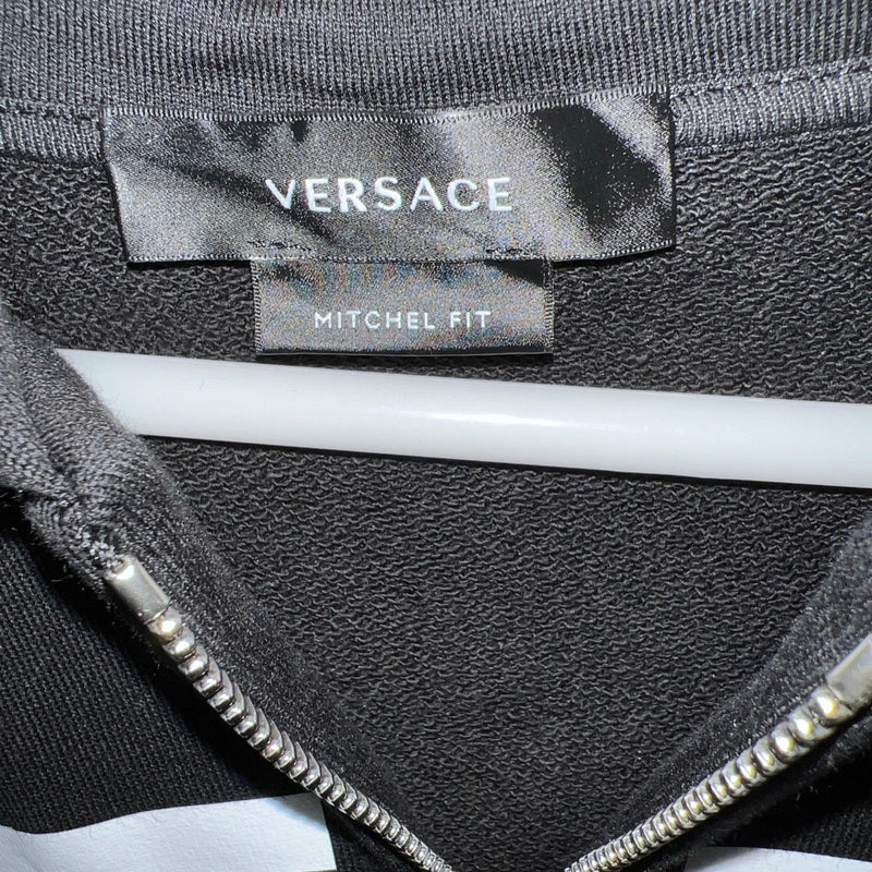 Logo Printed Zip Up Black Cotton Hoodie