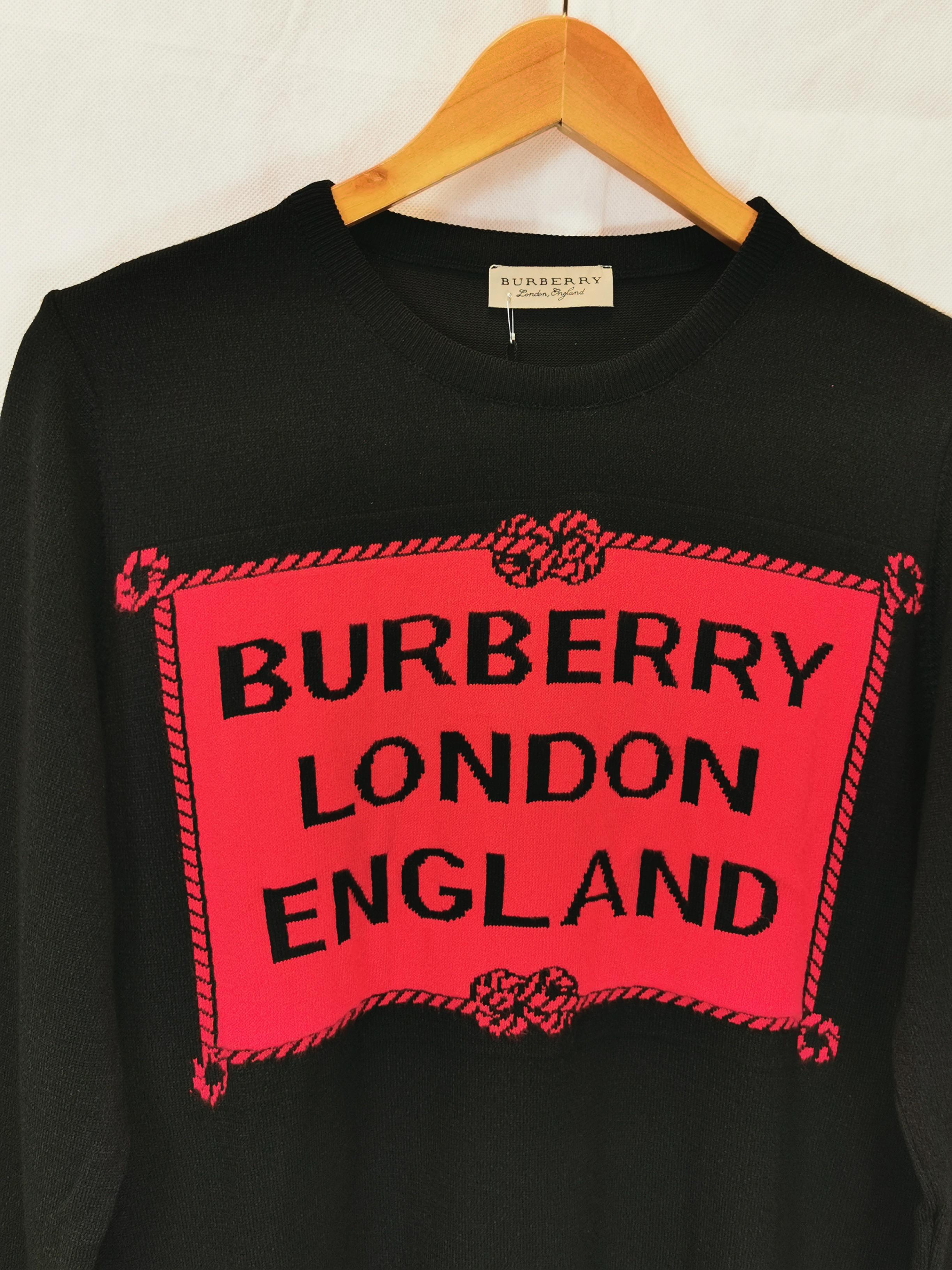 Burberry Black and Red Fine Knit Jumper