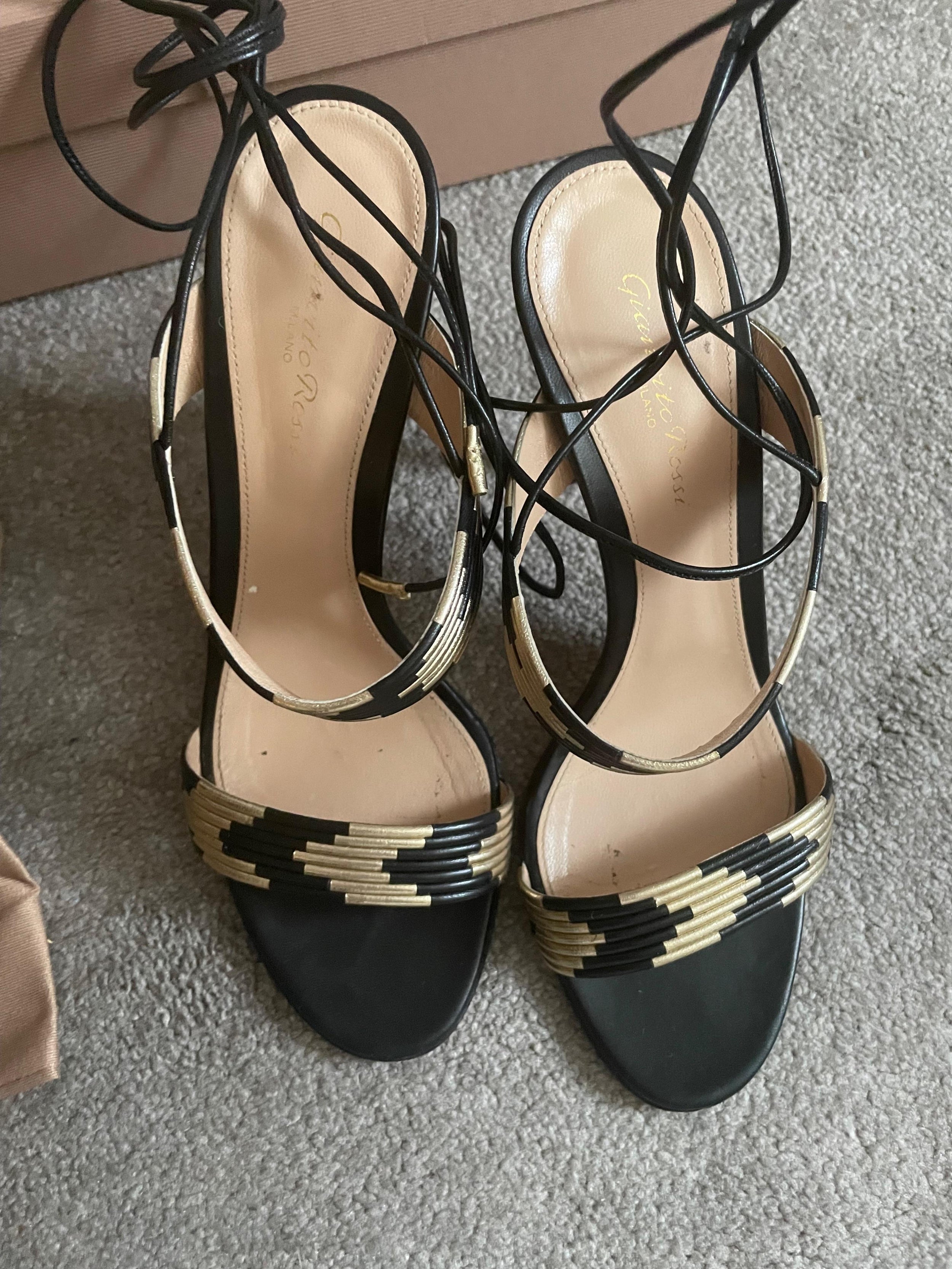 Ginavito Rossi Black Suni Lace Up Heels