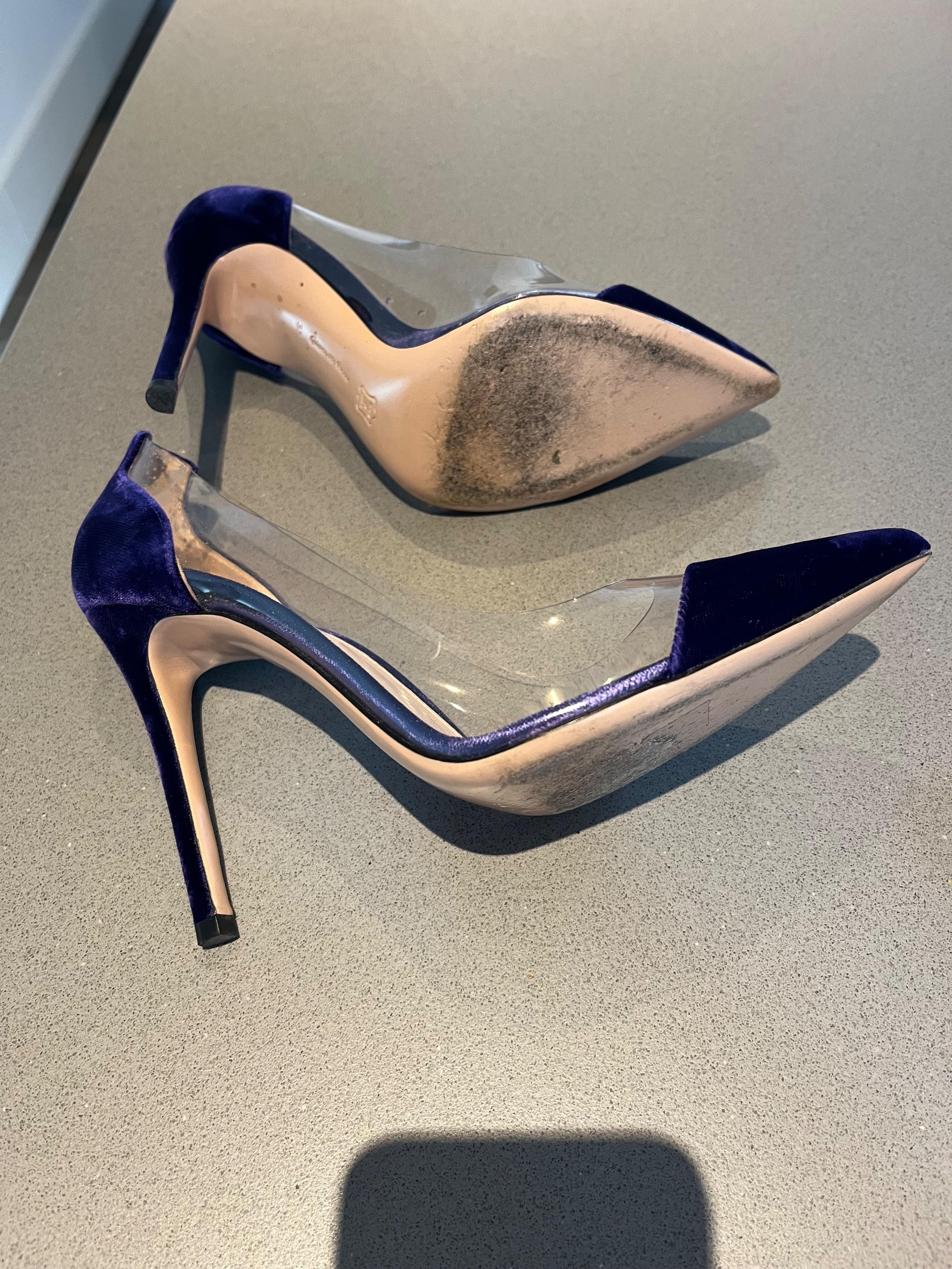 Gianvito Rossi Purple Velvet Plexi 105