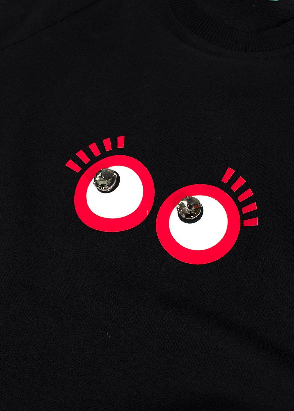 Fendi Black Embellished Eye Detail T-Shirt