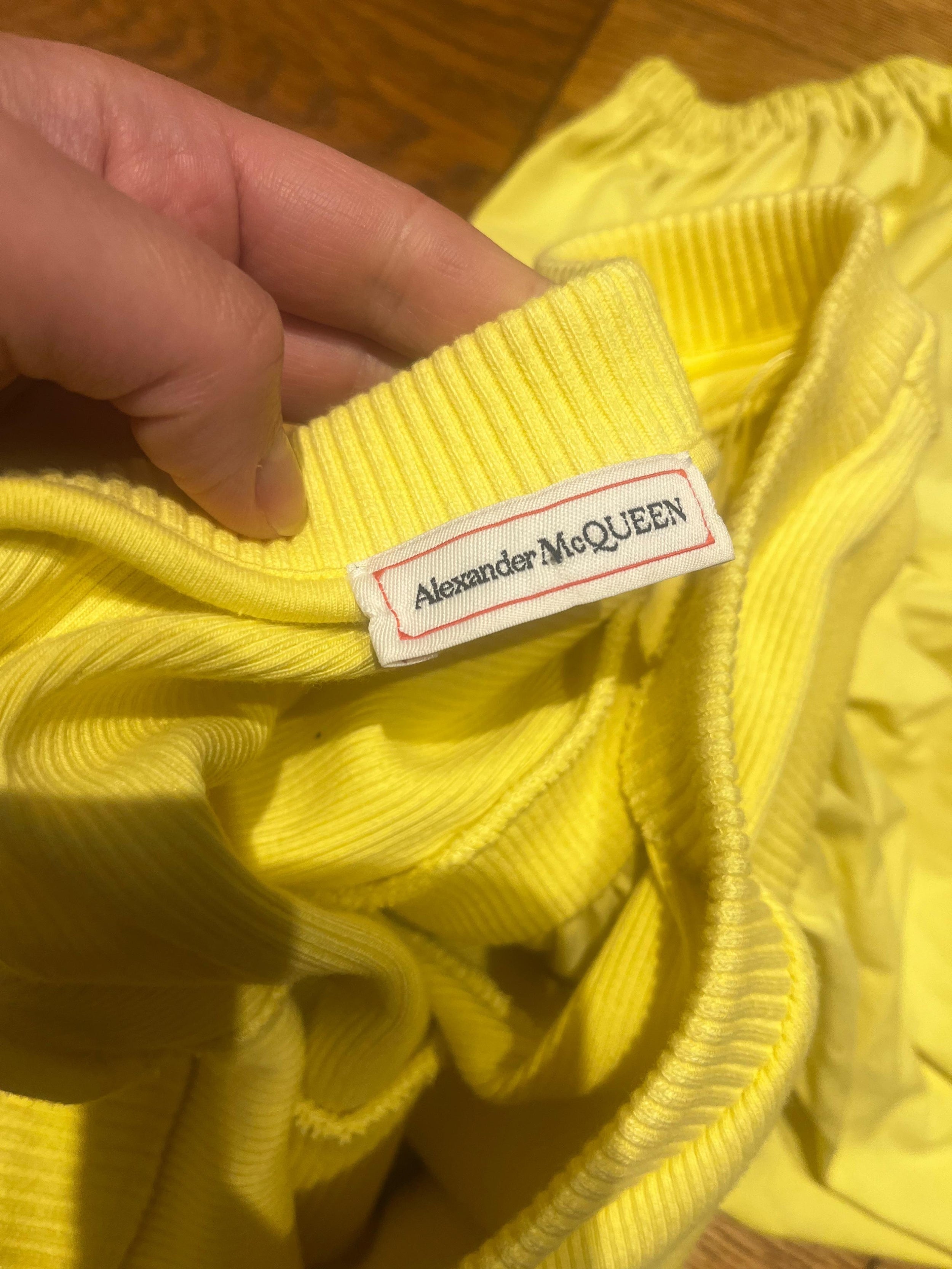 Alexander McQueen Yellow Cropped One Shoulder Top