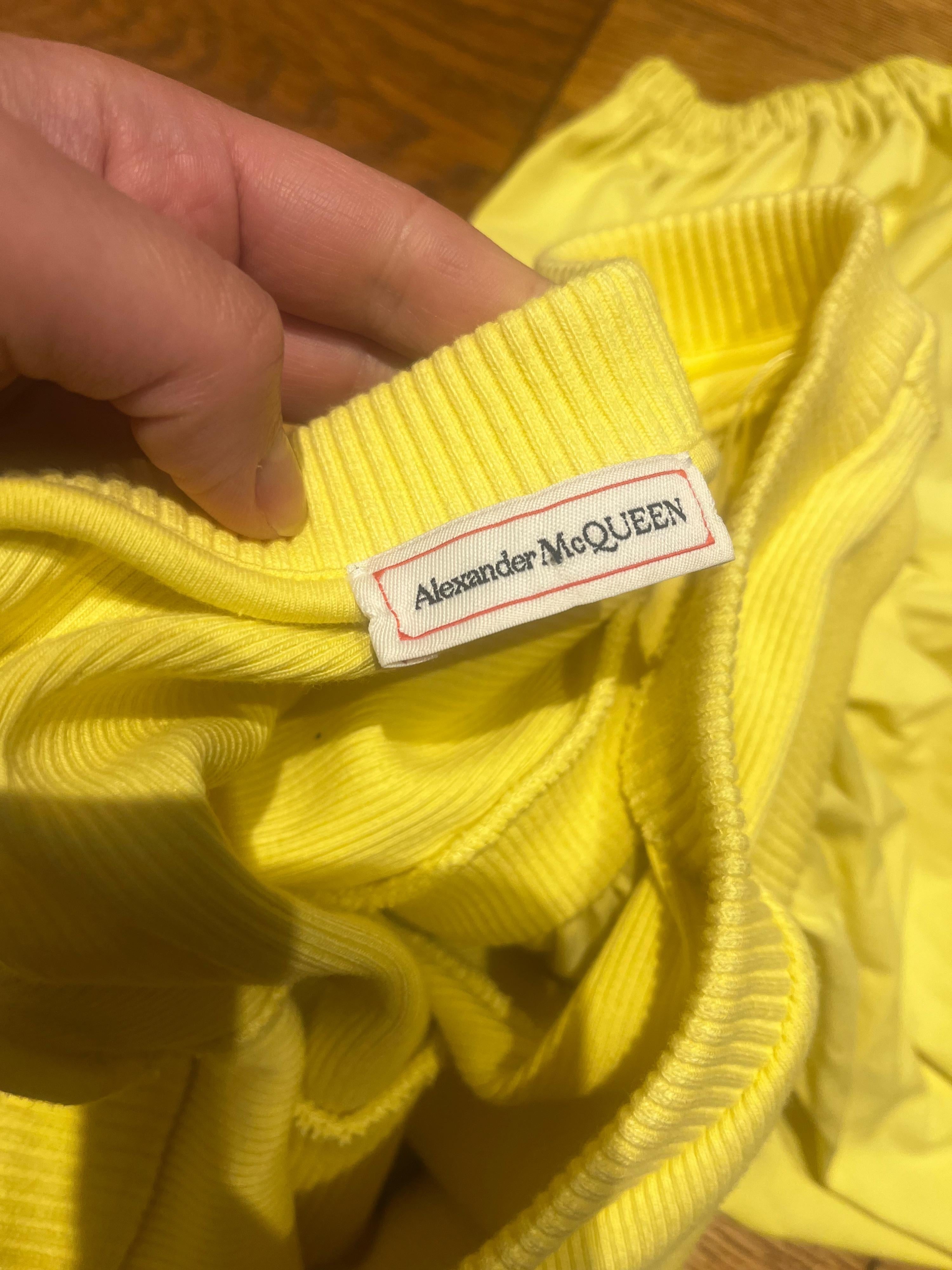 Alexander McQueen Yellow Cropped One Shoulder Top