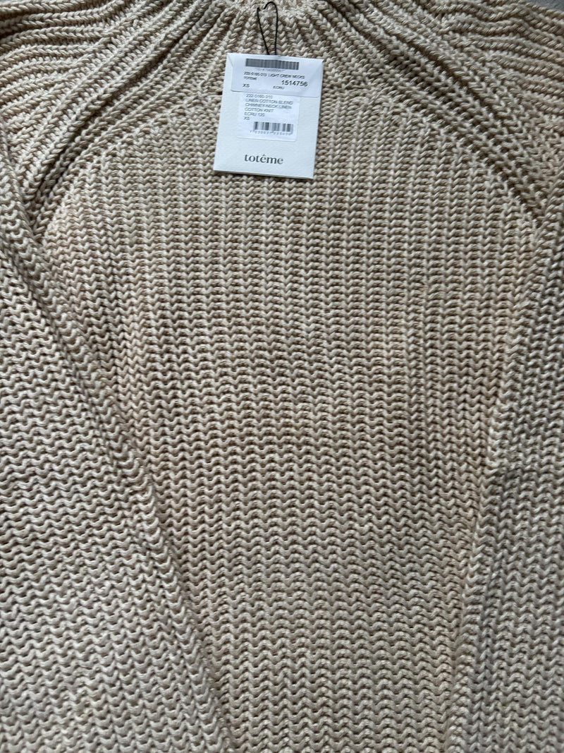 Toteme Cream Ribbed Fluted Sleeve Jumper