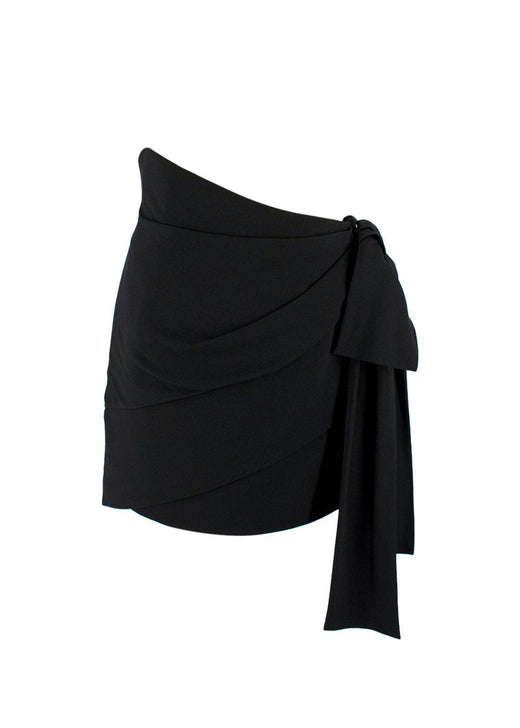 Saint Laurent Black Asymmetric Draped Mini Skirt