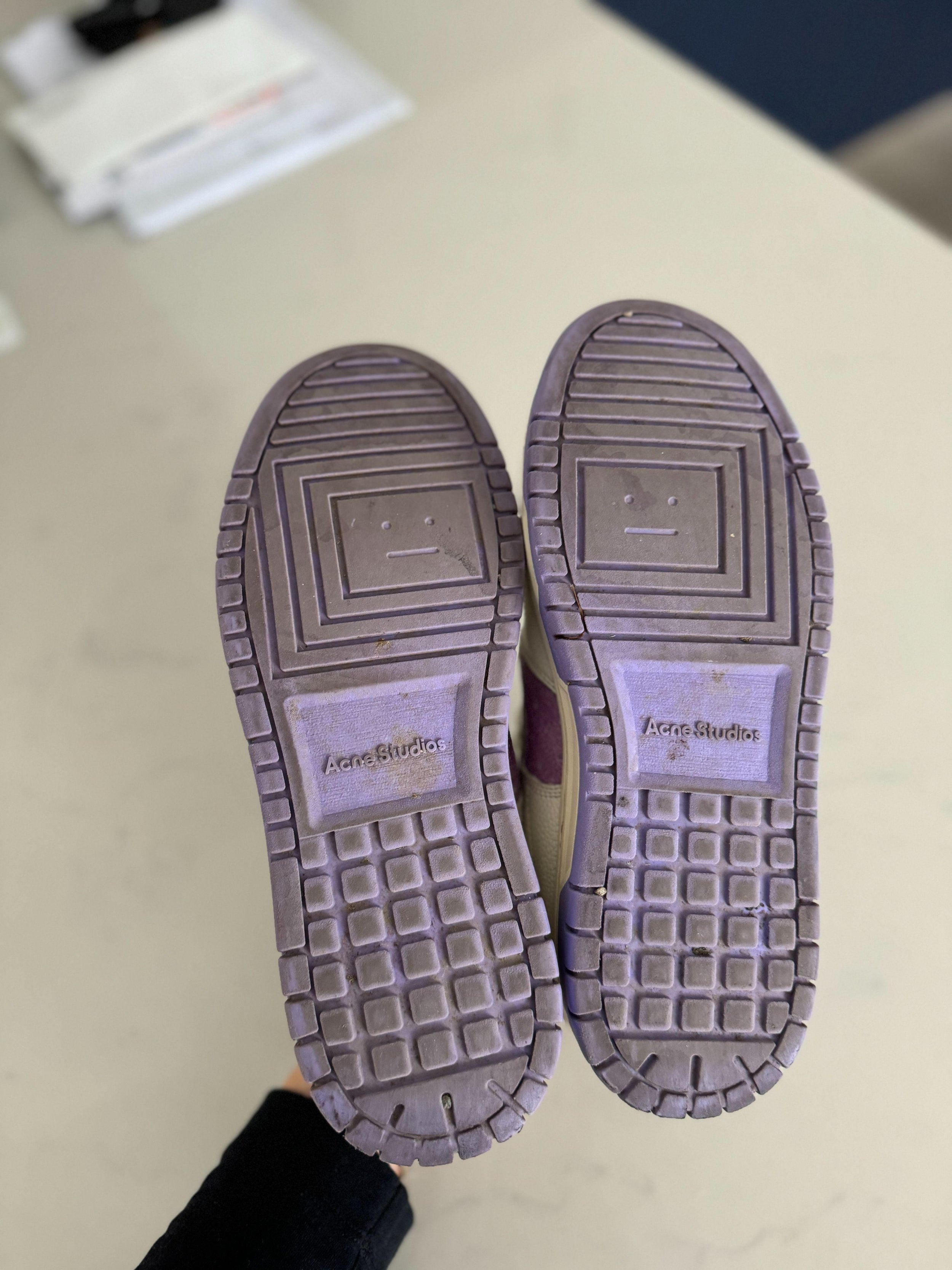 Acne Studios Cream and Lilac Low Pop Sneakers
