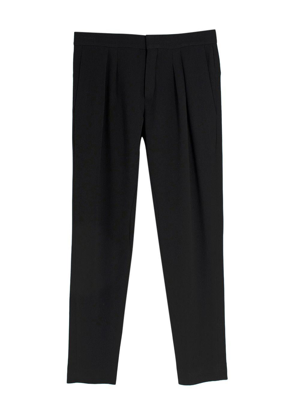 Chloe Black Crepe Trousers with Hook and Eye Closure