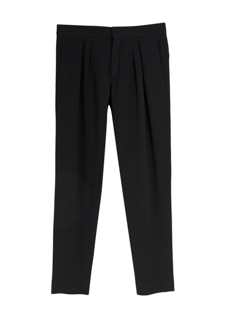 Chloe Black Crepe Trousers with Hook and Eye Closure