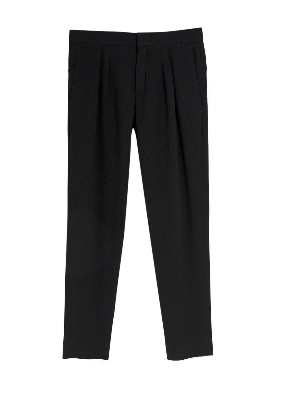 Chloe Black Crepe Trousers with Hook and Eye Closure