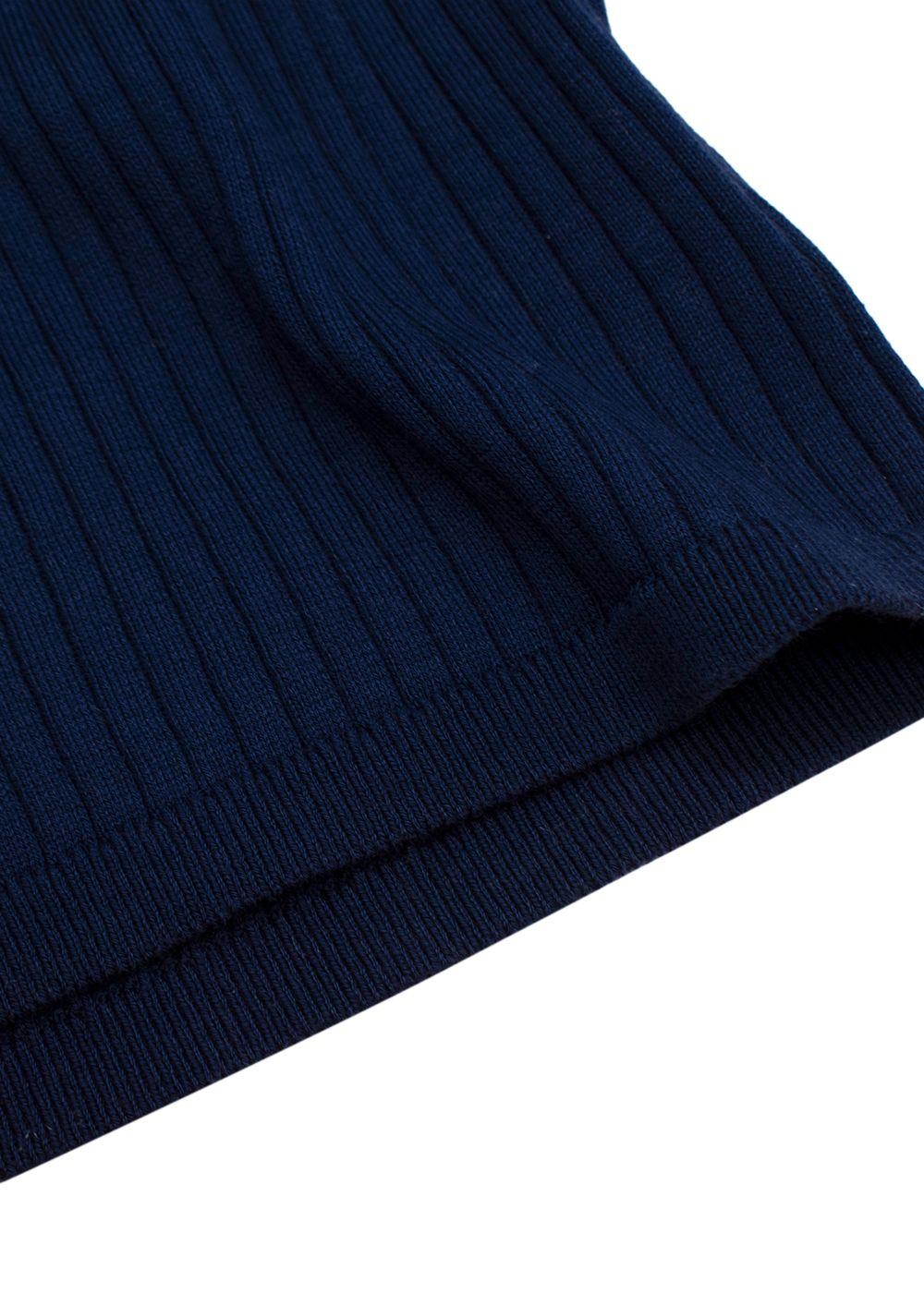 Courreges Royal Blue Ribbed Short Sleeve Basic Tee