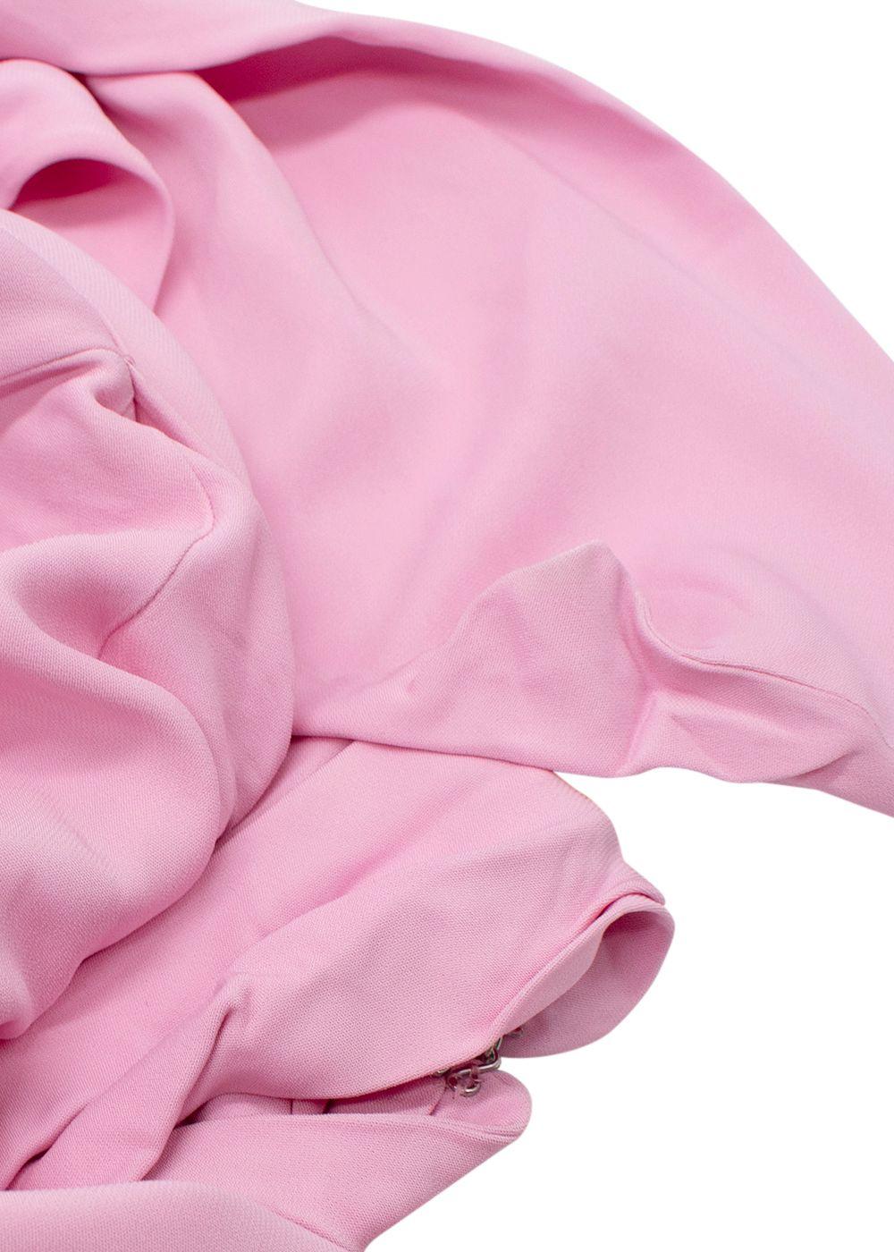 The Attico “Becky” Cutout Woven Mini Dress in Bubblegum Pink