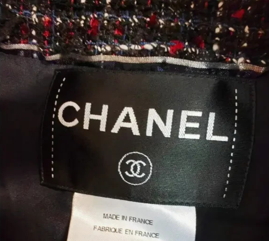 Chanel Black Tweed Gripoix Button Coat