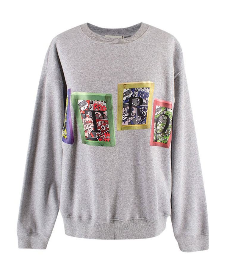 Grey Comic Print Sweatshirt
