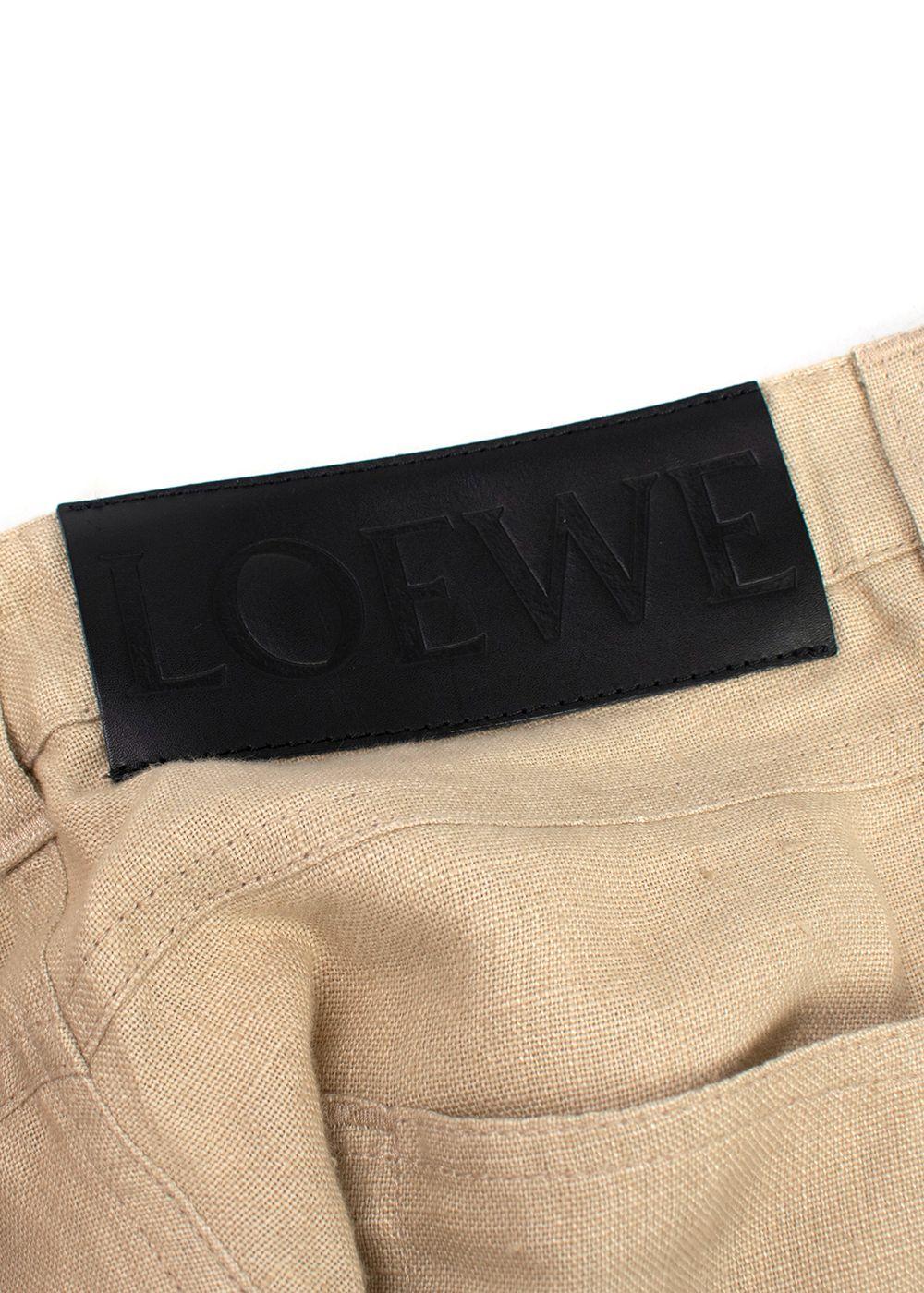 Loewe Beige Straight Leg Linen Trousers
