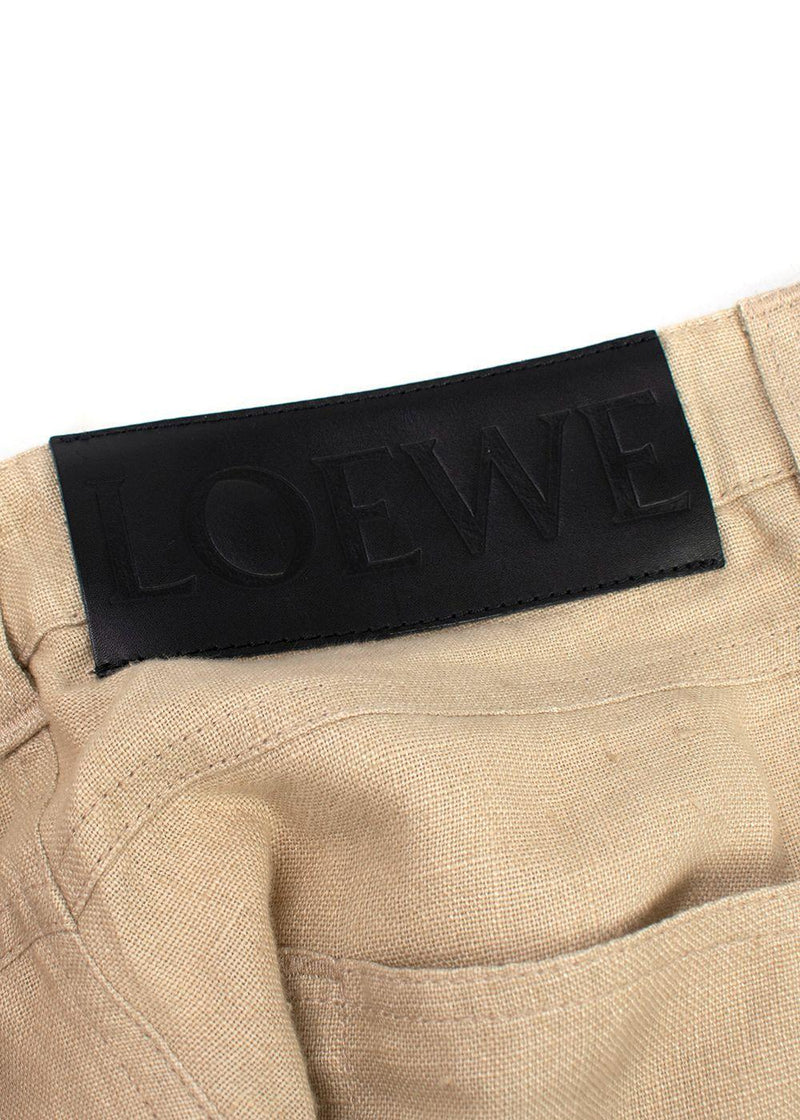 Loewe Beige Straight Leg Linen Trousers