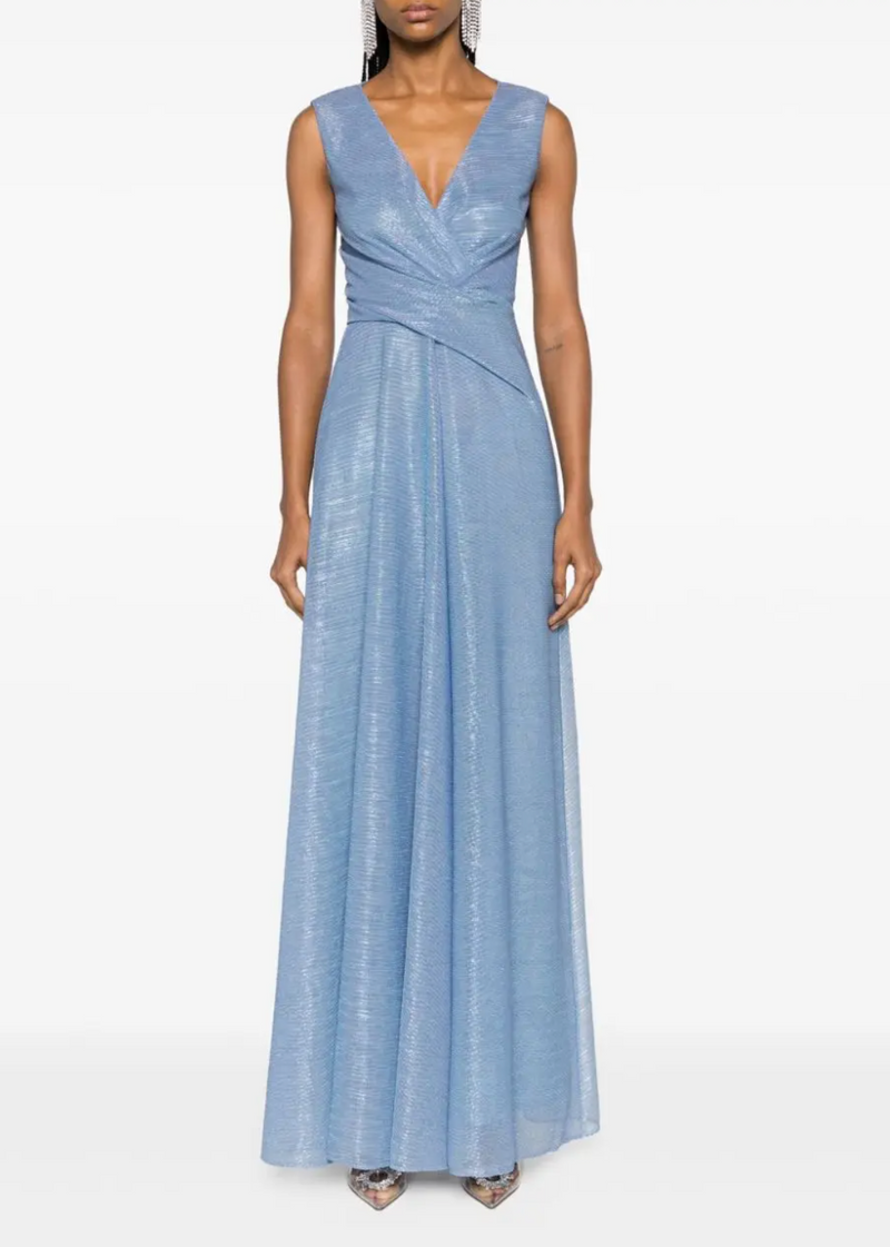Talbot Runhof Draped Voile Maxi Dress