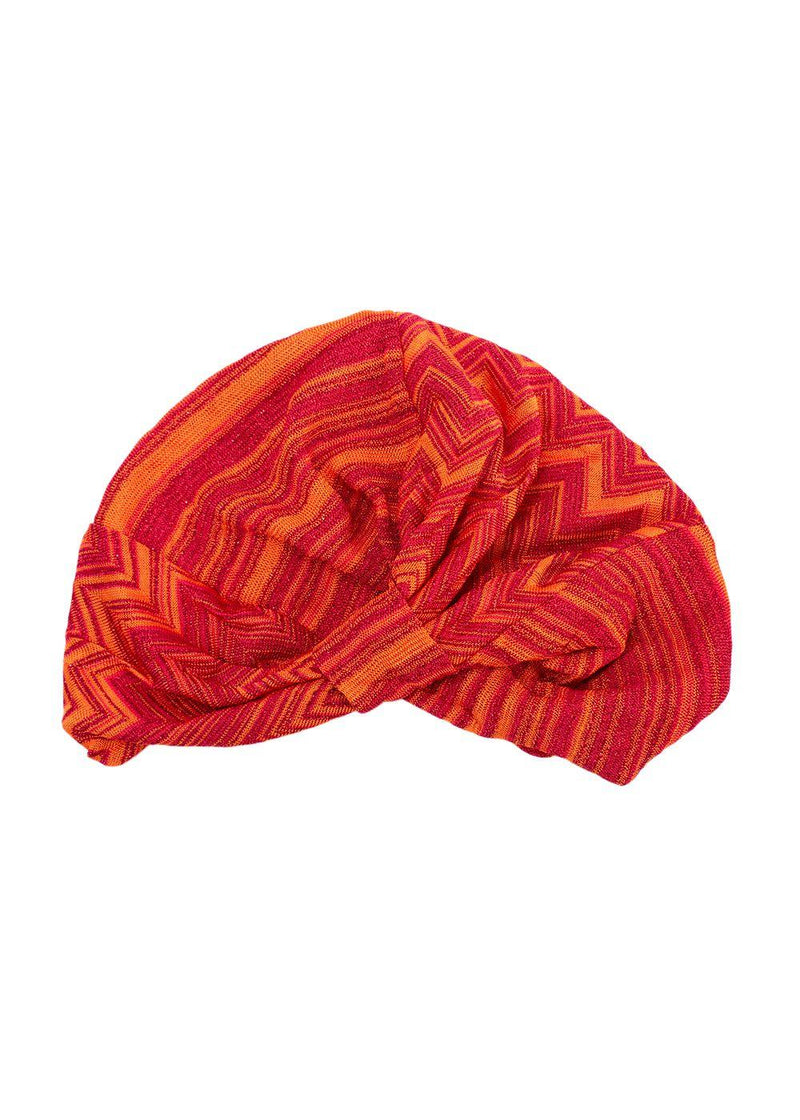 Missoni Red and Orange Glitter Knit Turban