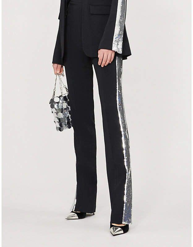 David Koma Sequin Side-Stripe Crepe Pants